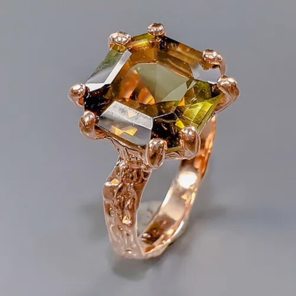 UNIQUE-NATURAL-HANDCRAFTED-NOT ENHANCED SMOKY QUARTZ RING 925 STERLING SILVER